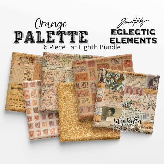 Eclectic Elements Palette: Orange Fat Eighth Bundle (6 pieces) by Tim Holtz for FreeSpirit (TH.PALETTE.ORANGE.6FE)