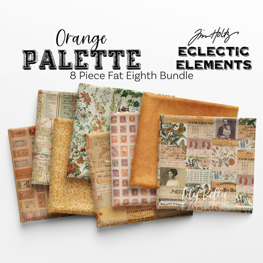 Eclectic Elements Palette: Orange Fat Eighth Bundle (8 pieces) by Tim Holtz for FreeSpirit (TH.PALETTE.ORANGE.8FE)