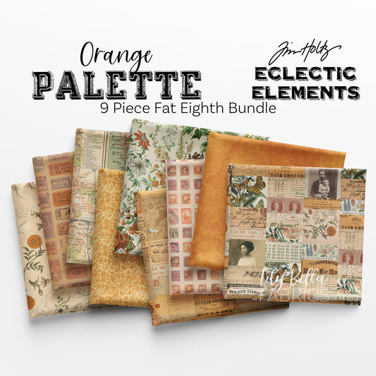 Eclectic Elements Palette: Orange Fat Eighth Bundle (9 pieces) by Tim Holtz for FreeSpirit (TH.PALETTE.ORANGE.9FE)