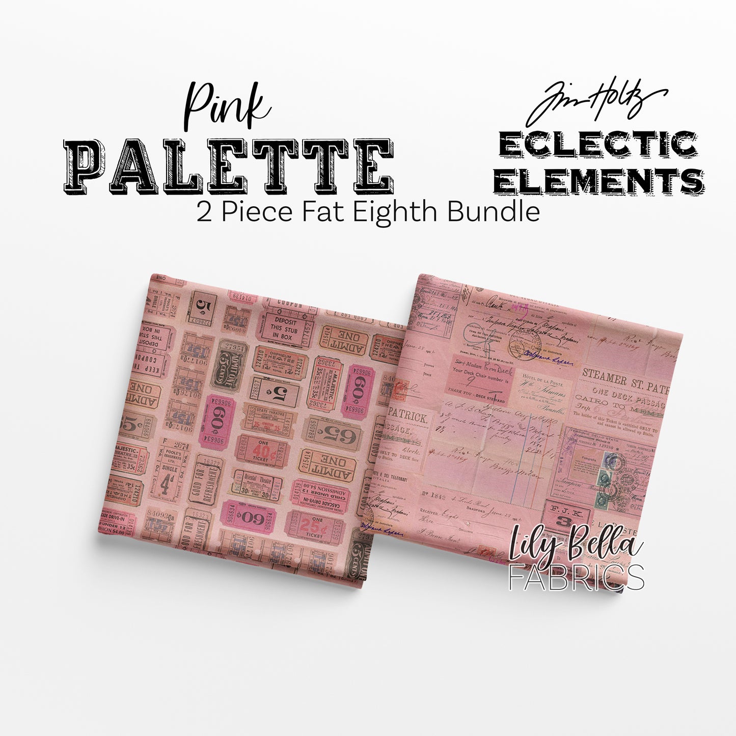 Eclectic Elements Palette: Pink Fat Eighth Bundle (2 pieces) by Tim Holtz for FreeSpirit Fabrics (TH.PALETTE.PINK.2FE)