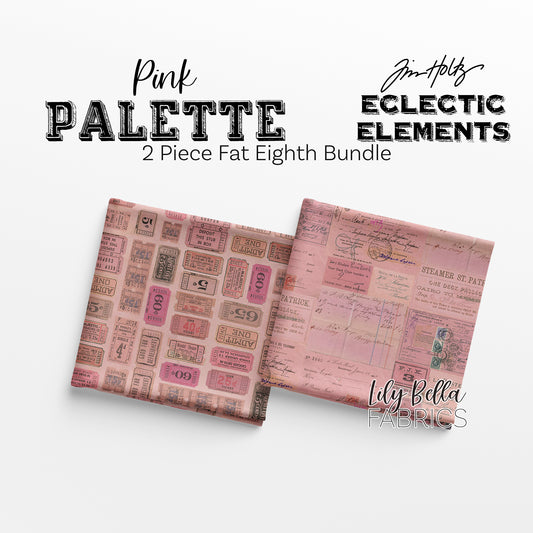 Eclectic Elements Palette: Pink Fat Eighth Bundle (2 pieces) by Tim Holtz for FreeSpirit Fabrics (TH.PALETTE.PINK.2FE)