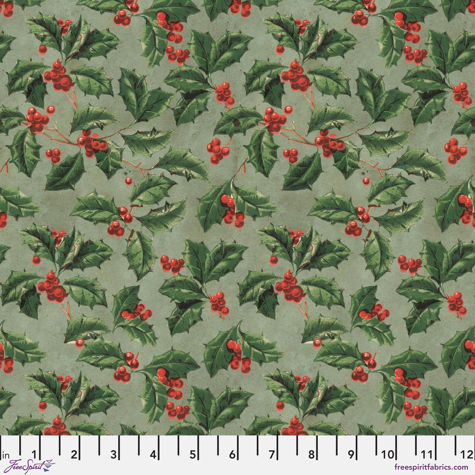 Holly in Christmas - 1/2 yard - Eclectic Elements Palette: Seasonal by Tim Holtz for FreeSpirit (PWTH337.CHRISTMAS)