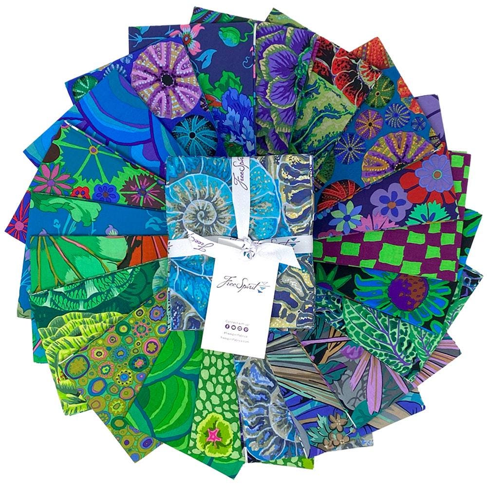 Cool - August 2024 Fat Quarter Bundle (20 pcs) by Kaffe Fassett Collective for FreeSpirit