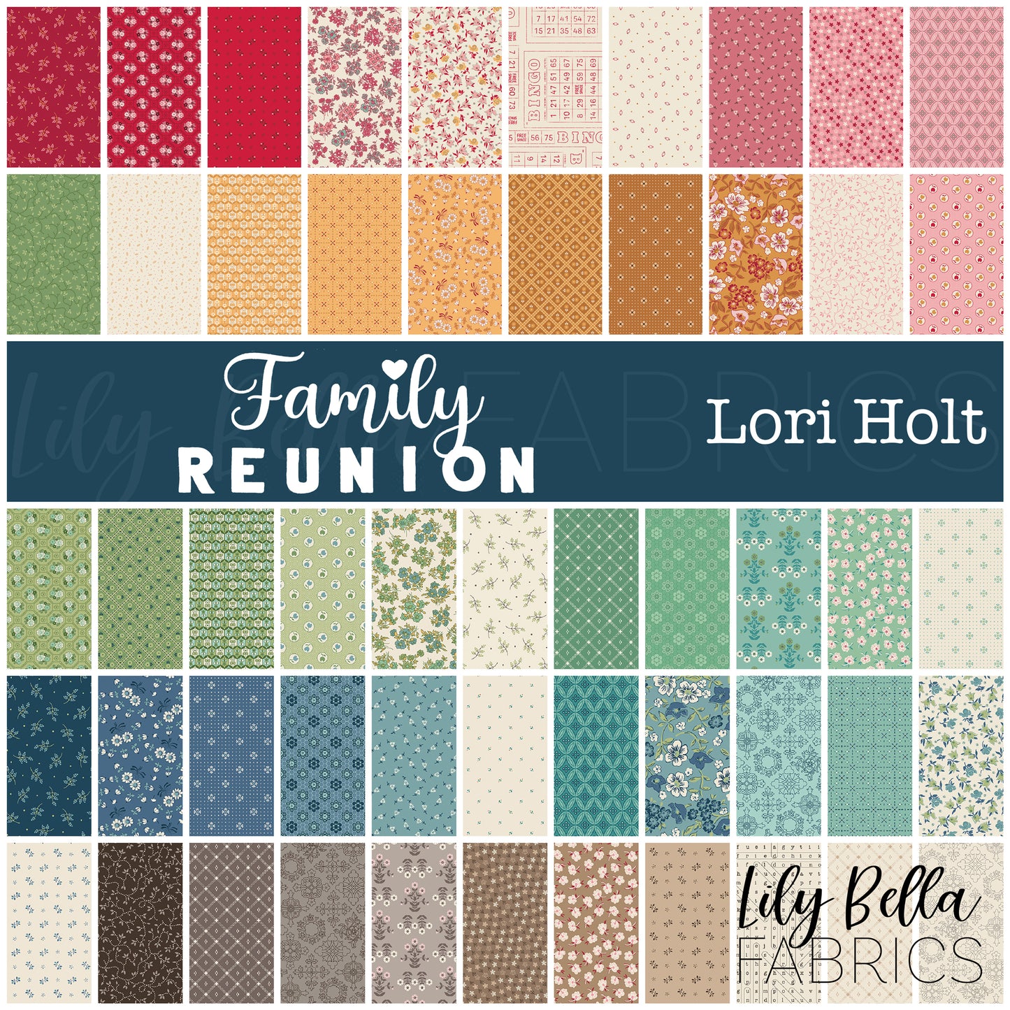 Family Reunion Fat Quarter Bundle (53 pieces) by Lori Holt for Riley Blake Designs (18390AB)