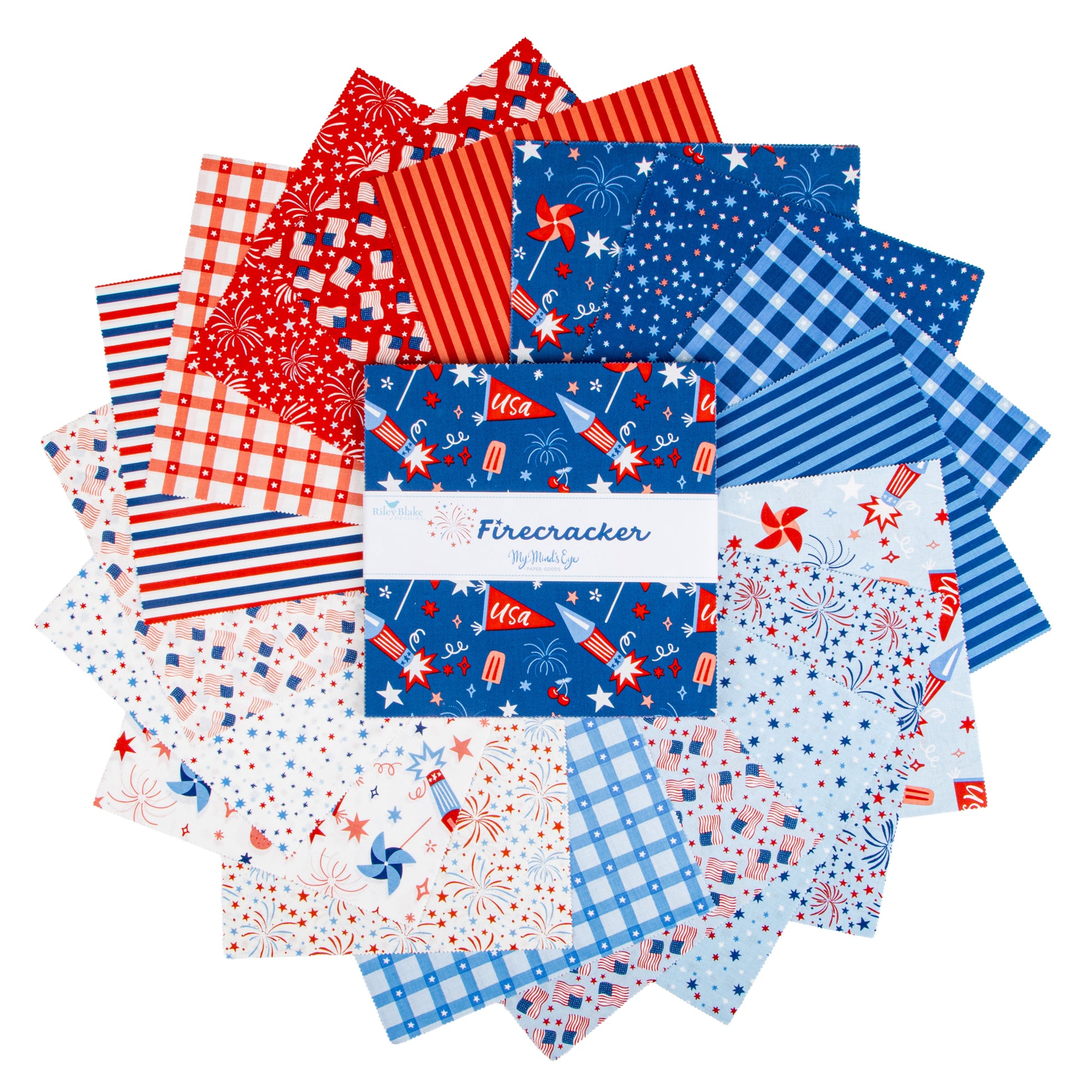 Firecracker 10 Inch Stacker (42 pieces) by My Mind's Eye for Riley Blake Designs (10-17200-42)