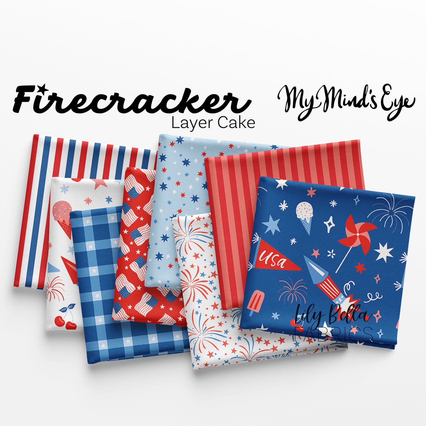 Firecracker 10 Inch Stacker (42 pieces) by My Mind's Eye for Riley Blake Designs (10-17200-42)