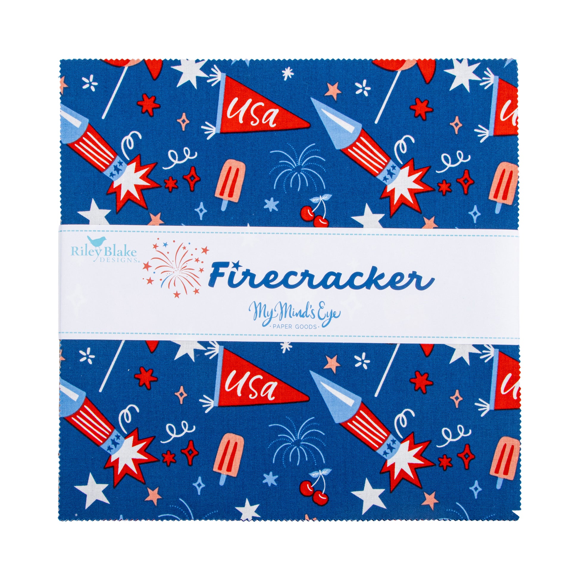 Firecracker 10 Inch Stacker (42 pieces) by My Mind's Eye for Riley Blake Designs (10-17200-42)