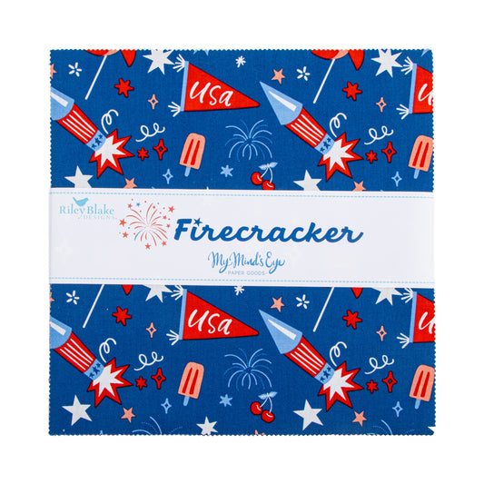 Firecracker 10 Inch Stacker (42 pieces) by My Mind's Eye for Riley Blake Designs (10-17200-42)