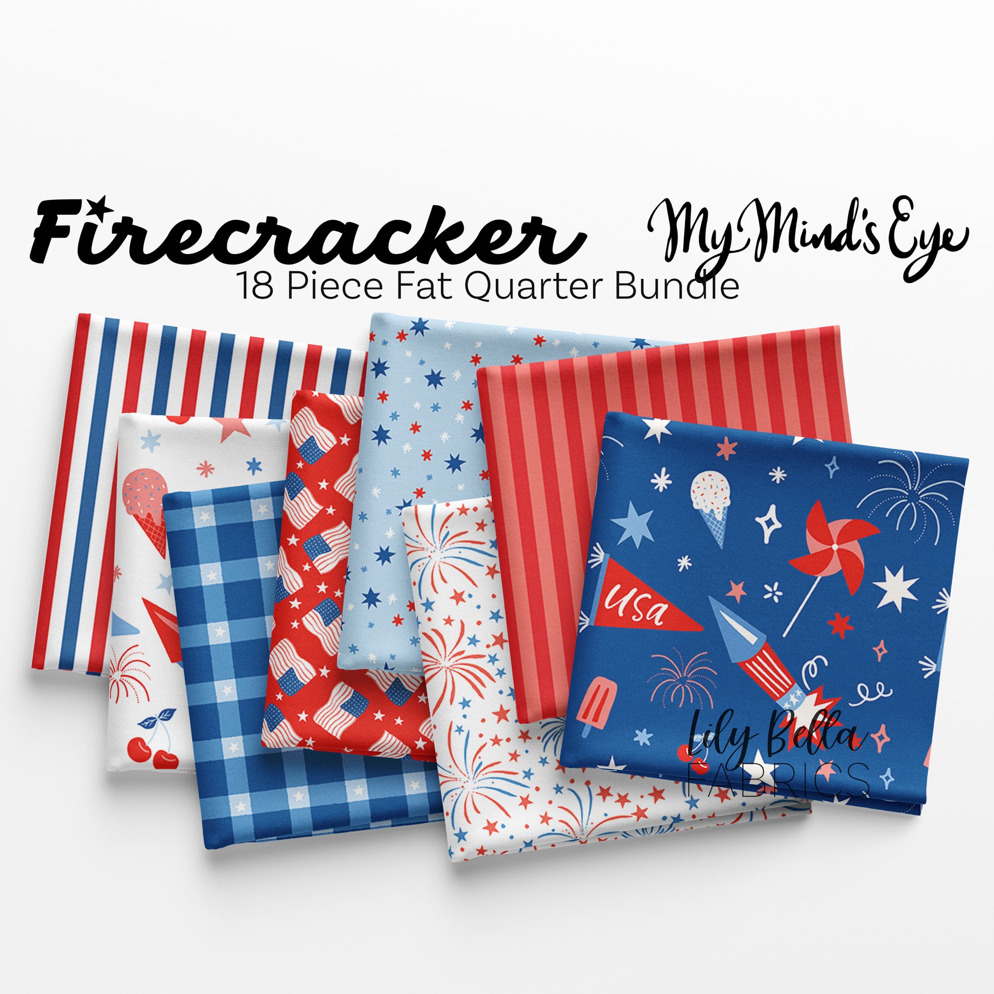 Firecracker Fat Quarter Bundle (18 pieces) by My Mind's Eye for Riley Blake Designs (FQ-17200-18)