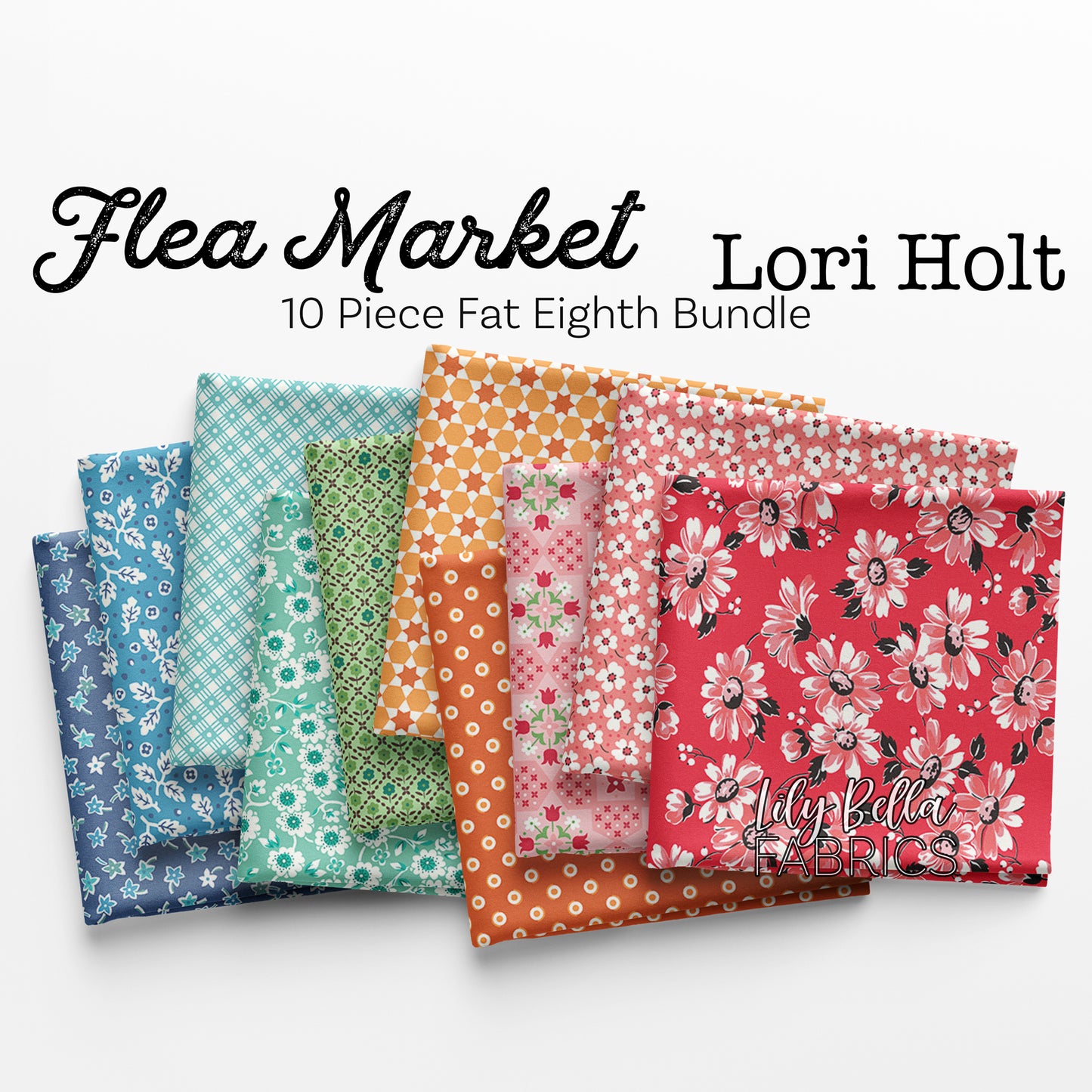 Flea Market Fat Eighth Bundle (10 pieces) by Lori Holt for Riley Blake Designs (LH.FLEAMARKET.B.10FE)