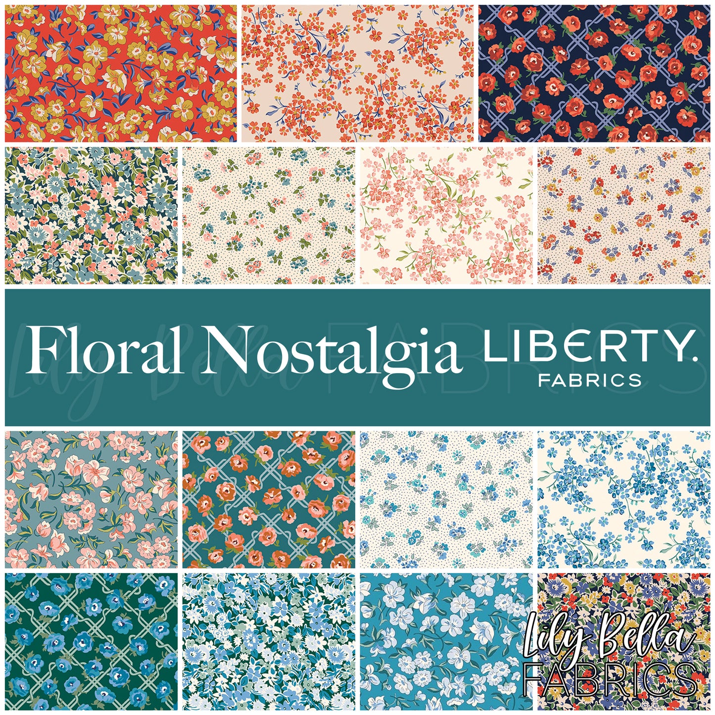 Floral Nostalgia Fat Quarter Bundle (15 pieces) by Liberty Fabrics for Riley Blake Designs (FQ-LFLONOS-15)