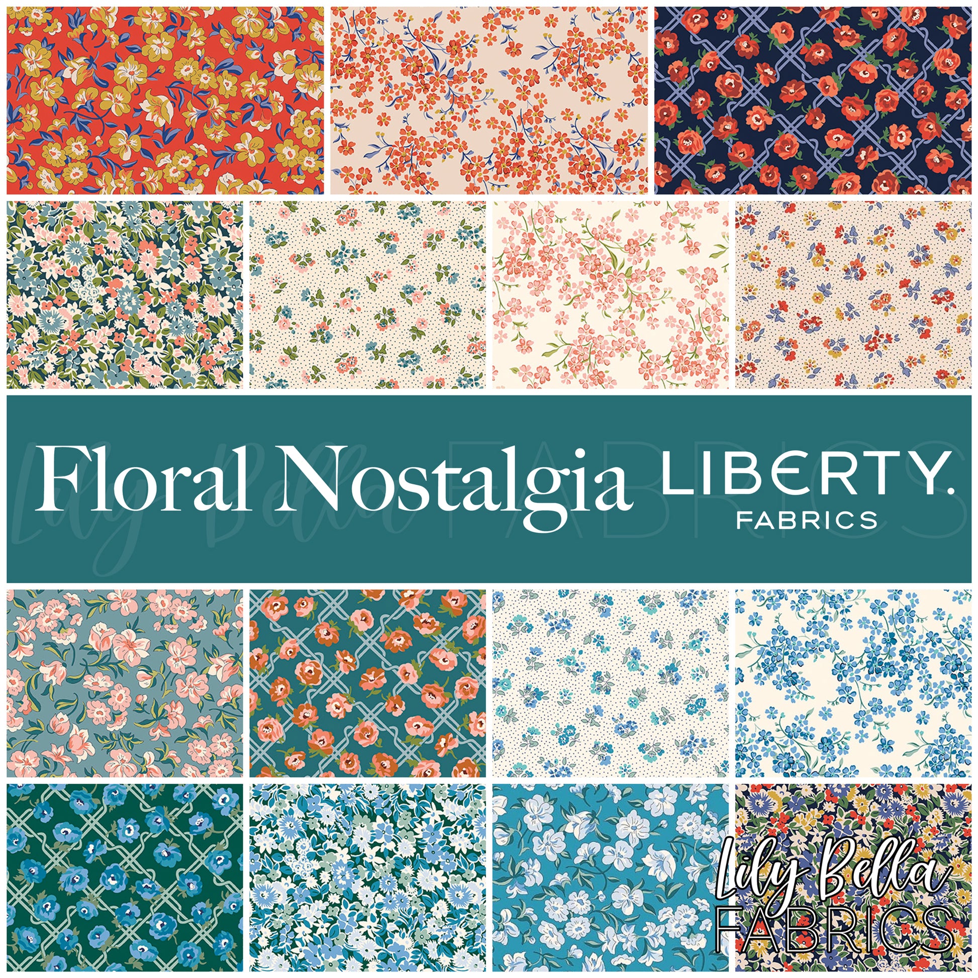 Floral Nostalgia Fat Quarter Bundle (15 pieces) by Liberty Fabrics for Riley Blake Designs (FQ-LFLONOS-15)