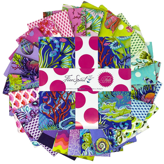 Floral Reef 10 Inch Charm Pack (42 pieces) by Tula Pink for FreeSpirit Fabrics (FB610TP.FLORAL)