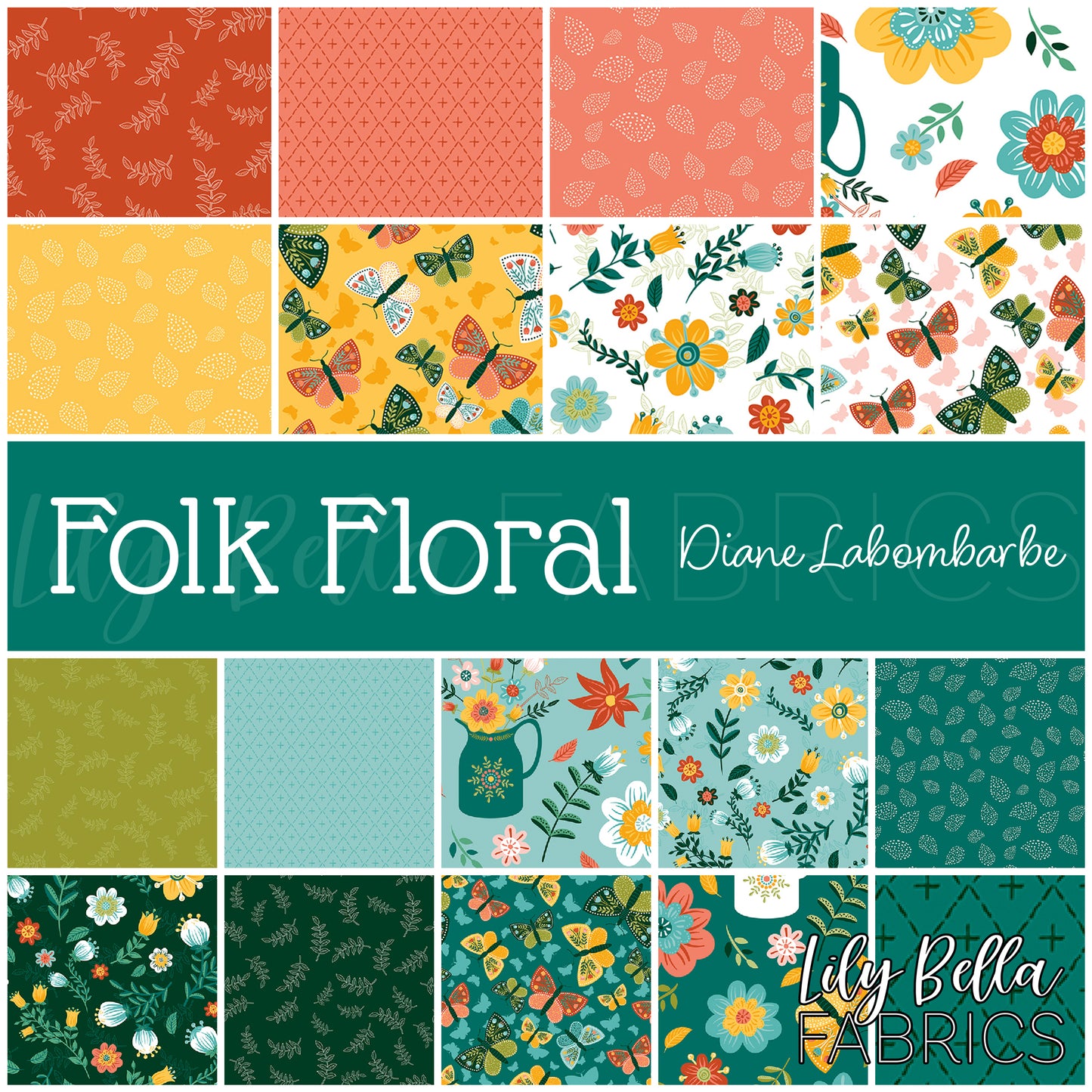 Folk Floral Fabric Collection by Diane Labombarbe for Riley Blake Designs at Lily Bella Fabrics