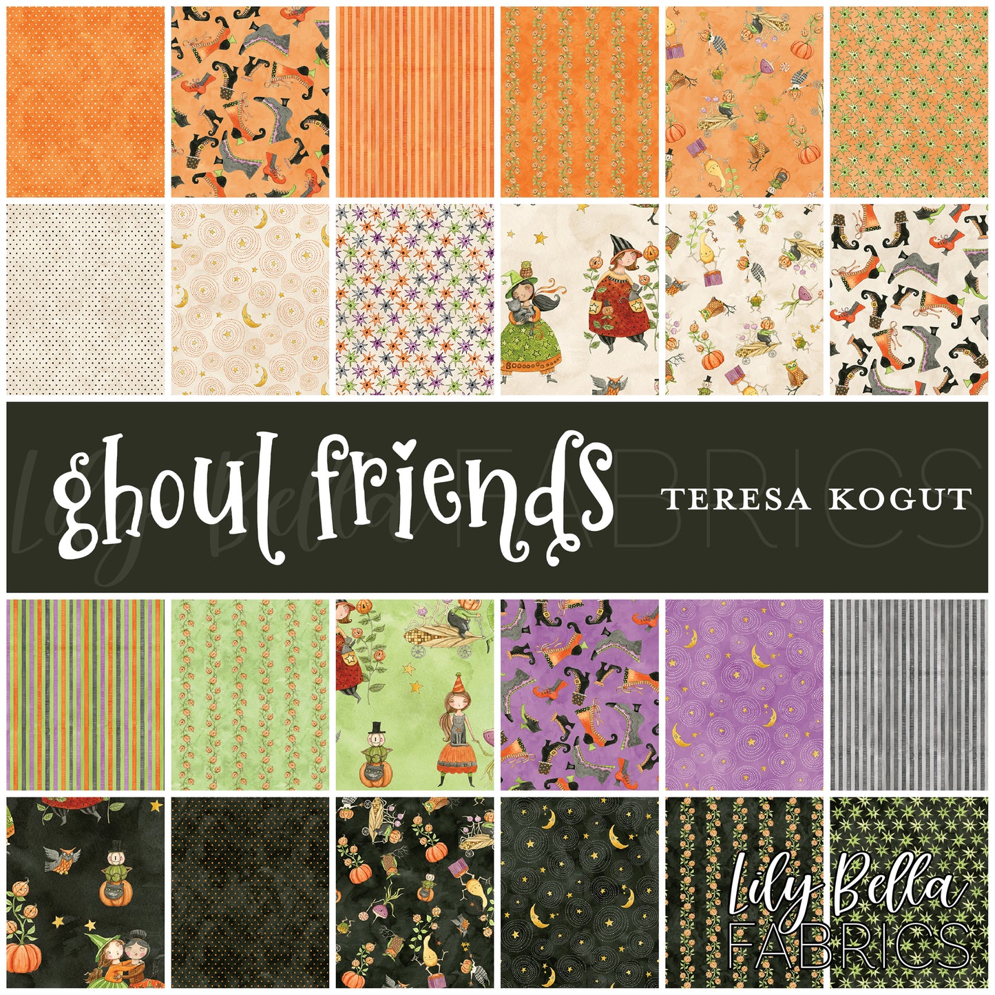 Ghoul Friends 10 Inch Stacker (42 pieces) by Teresa Kogut for Riley Blake Designs (10-16050-42)