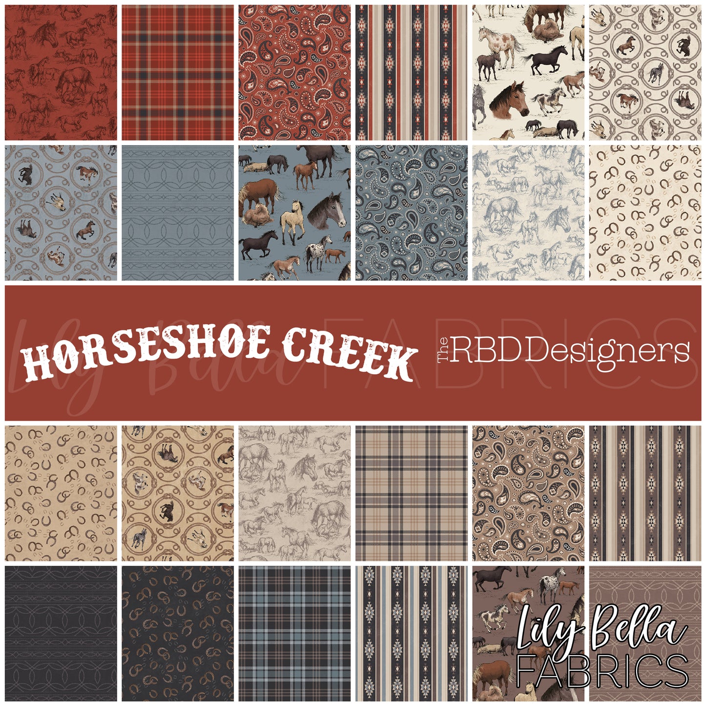 Horseshoe Creek Fabric Collection by The RBD Designers for Riley Blake Designs at Lily Bella Fabrics