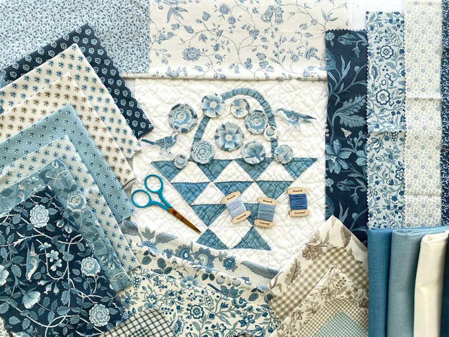 Sacré Bleu Fat Quarter Bundle (34 pcs) by French General for Moda