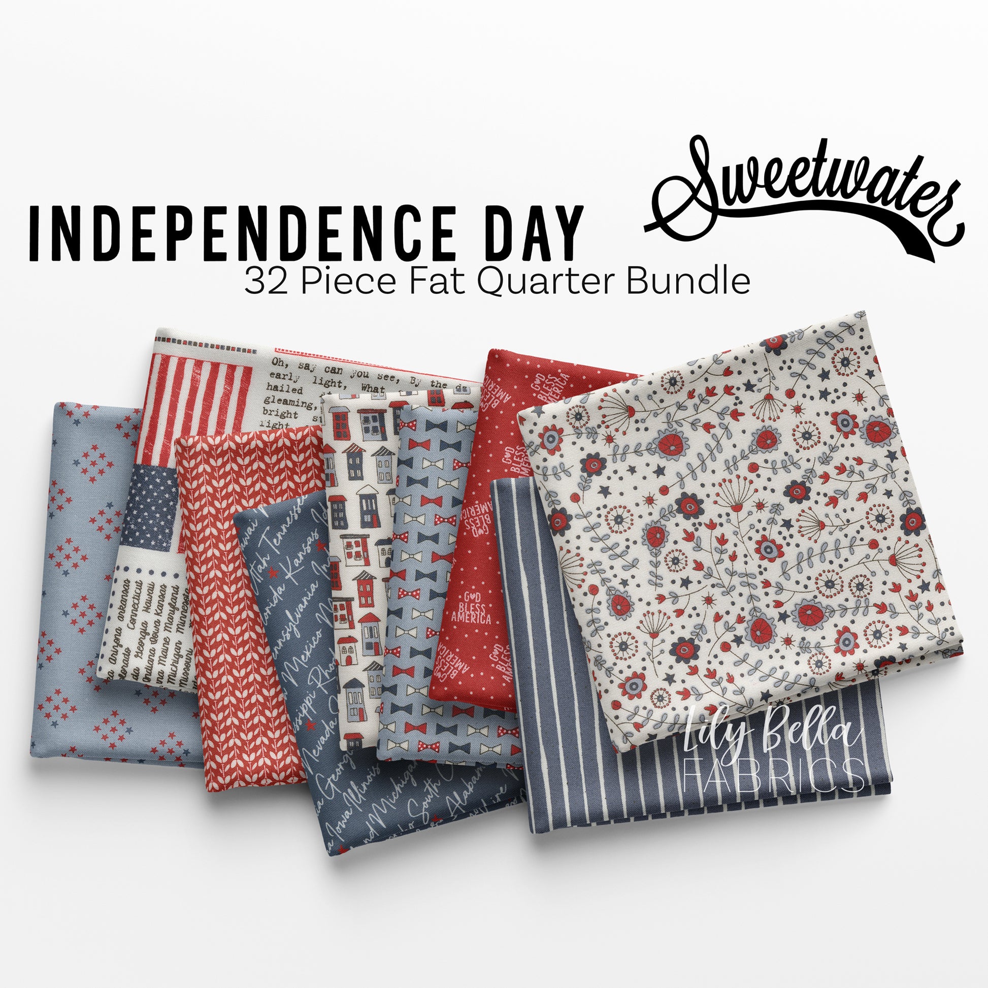 Independence Day Fat Quarter Bundle (32 pieces) by Sweetwater for Moda (55720AB)