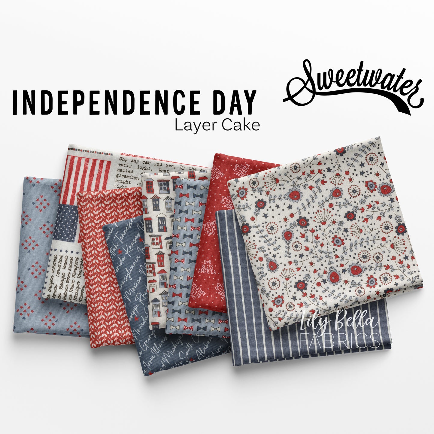 Independence Day Layer Cake (42 pieces) by Sweetwater for Moda (55720LC)