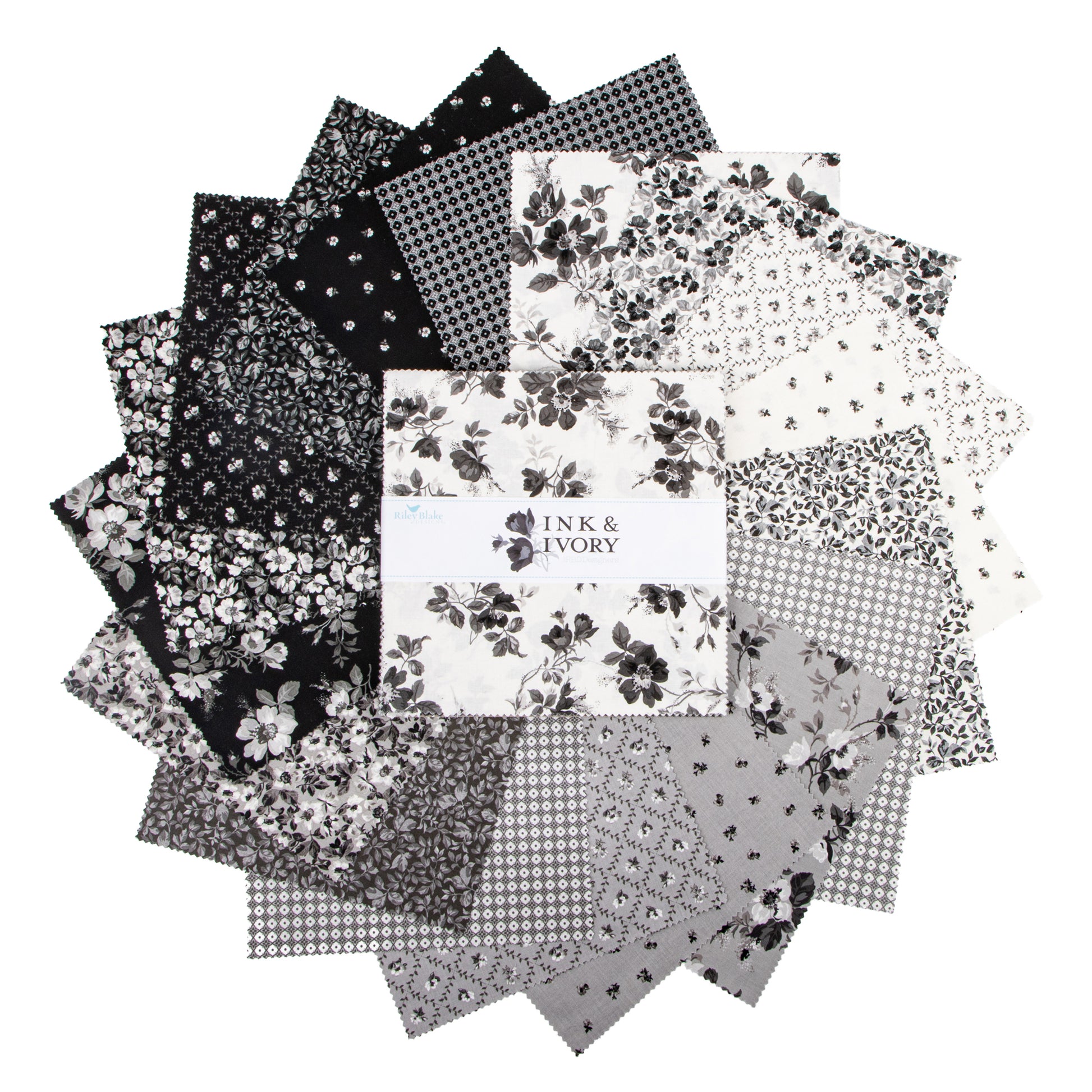 Ink and Ivory 10 Inch Stacker (42 pieces) by The RBD Designers for Riley Blake Designs (10-16910-42)