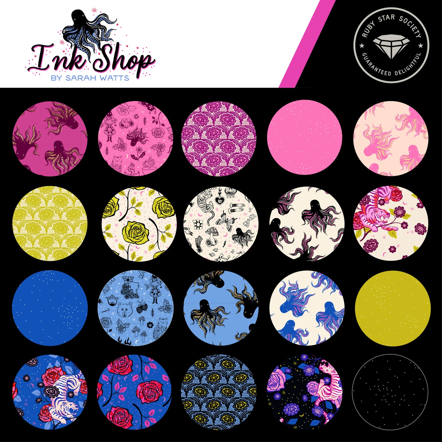 Ink Shop Fabric Collection by Sarah Watts for Ruby Star Society at Lily Bella Fabrics