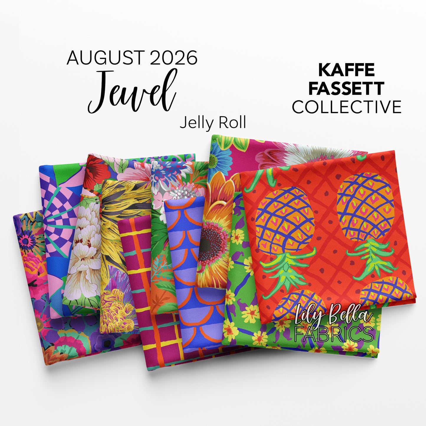 Jewel - August 2026 Design Roll (40 pieces) by Kaffe Fassett Collective for FreeSpirit (FB4DRGP.AUG26JEWEL)