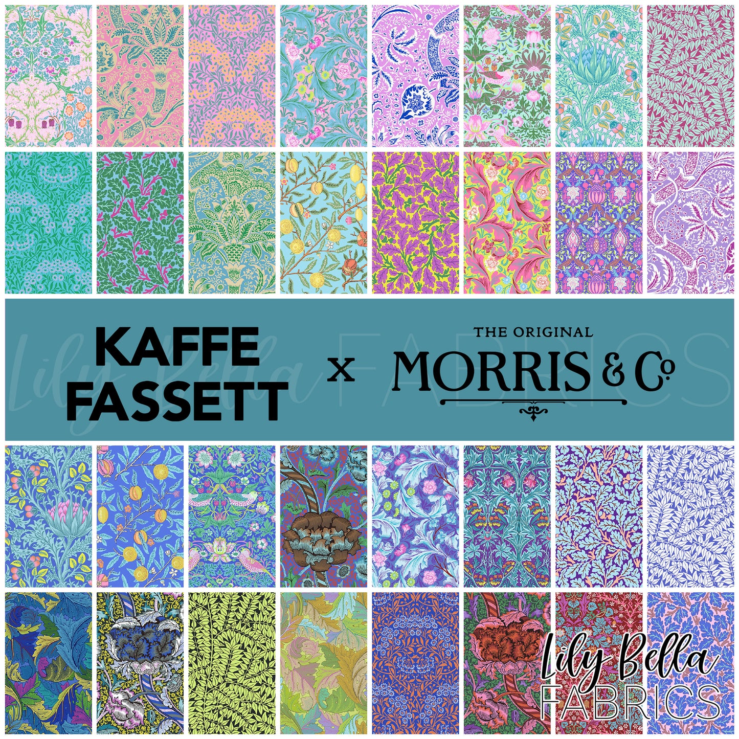 Kaffe Fassett x Morris and Co. Fabric Collection by Kaffe Fassett x The Original Morris and Co. for FreeSpirit at Lily Bella Fabrics