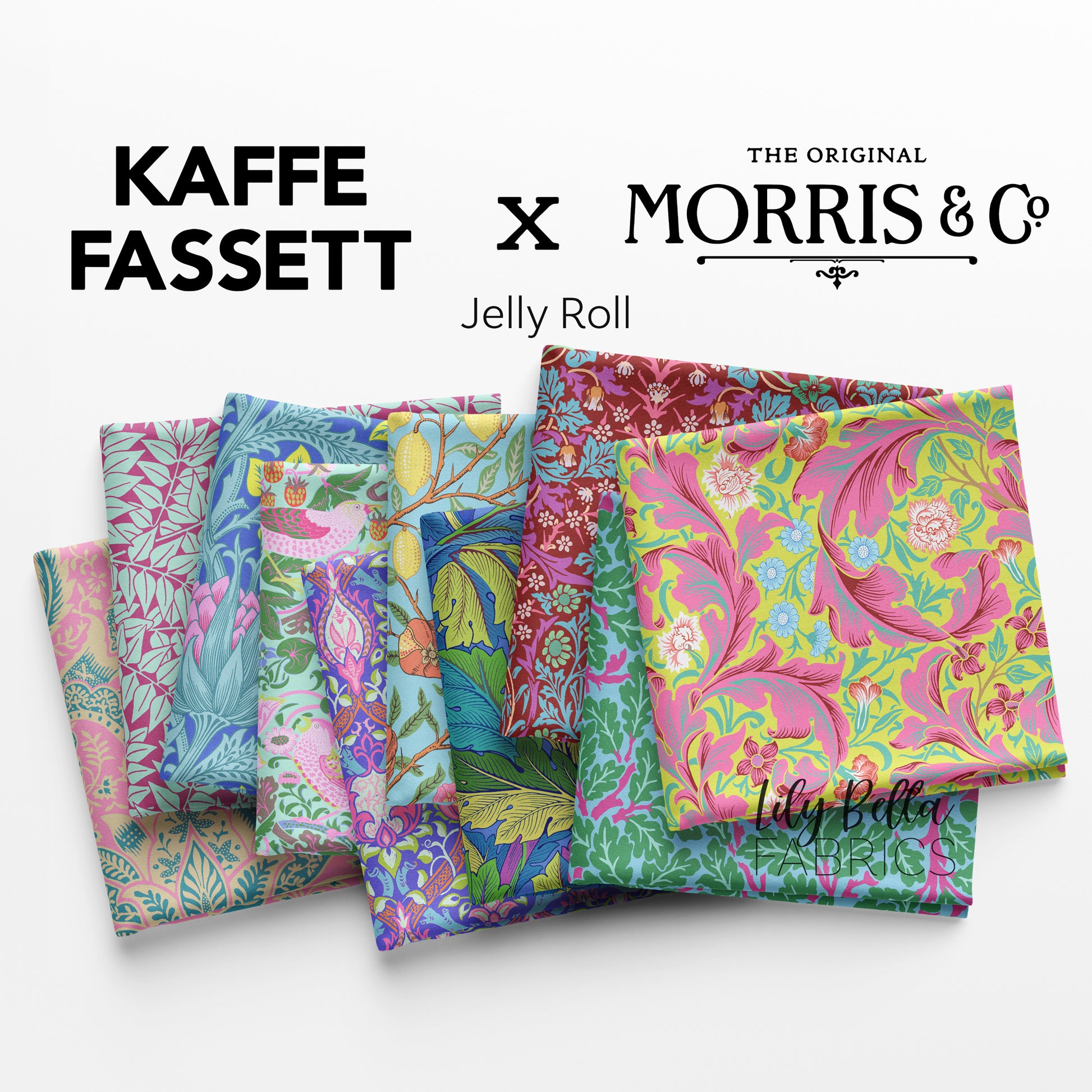 Kaffe Fassett x Morris and Co. Design Roll (40 pieces) for FreeSpirit (FB4DRKW.KFXMSTASH)