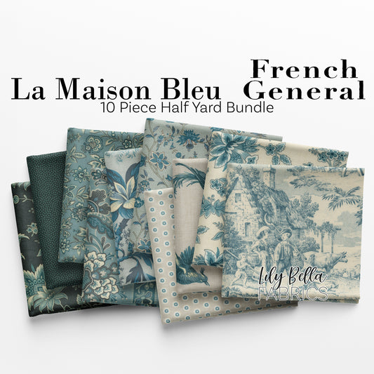 La Maison Bleu Half Yard Bundle (10 pieces) by French General for Moda (FG.LAMAISONBLEU.10HY)