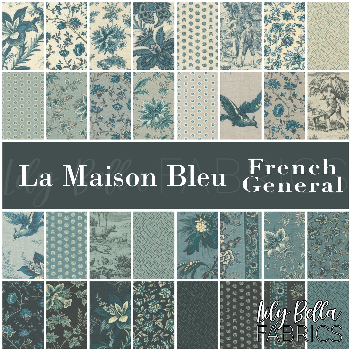 La Maison Bleu Fabric Collection by French General for Moda at Lily Bella Fabrics