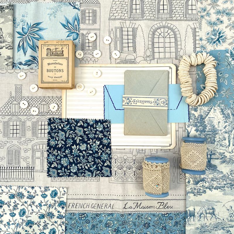 La Maison Bleu Fabric Collection by French General for Moda at Lily Bella Fabrics