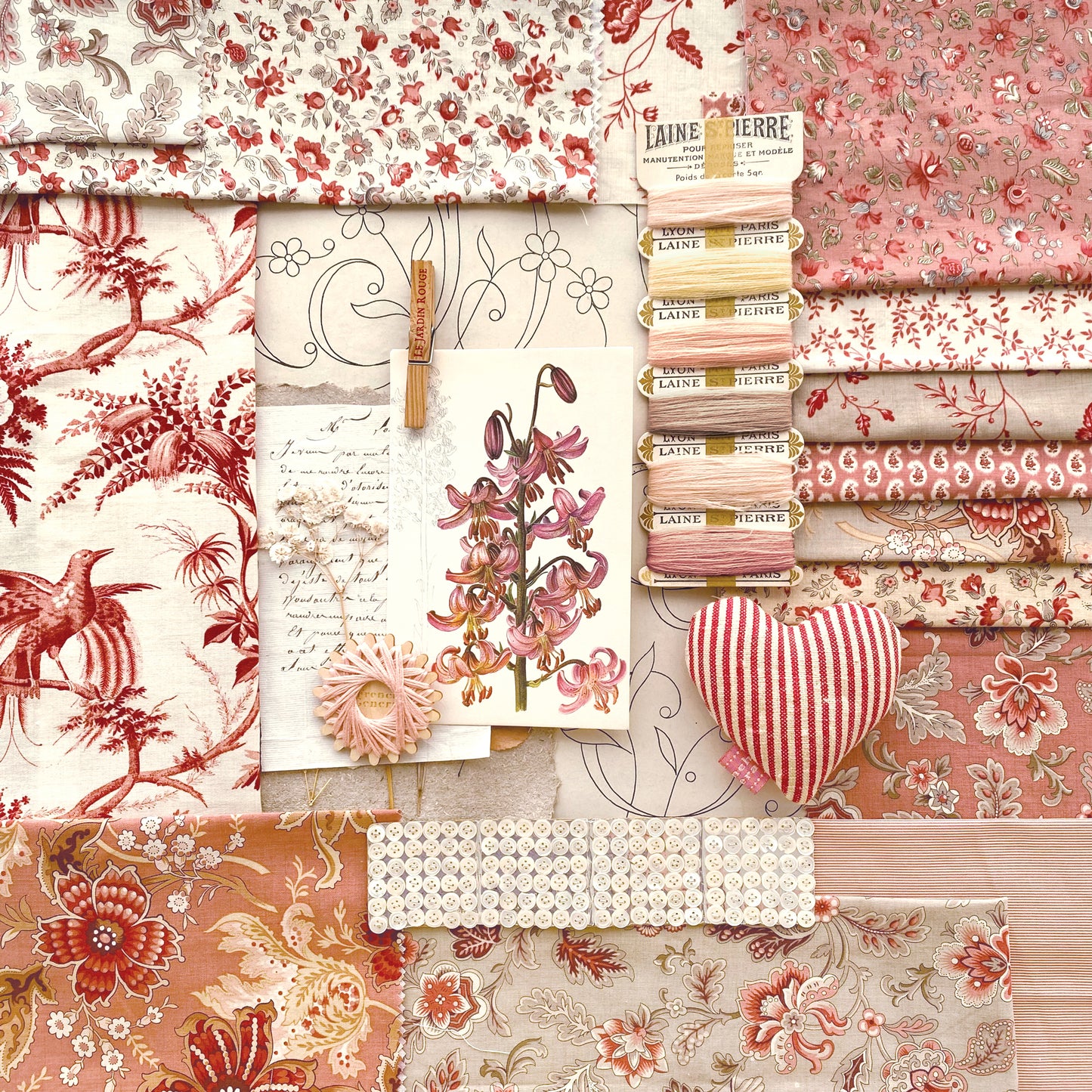 Le Jardin Rouge Fabric Collection by French General for Moda at Lily Bella Fabrics