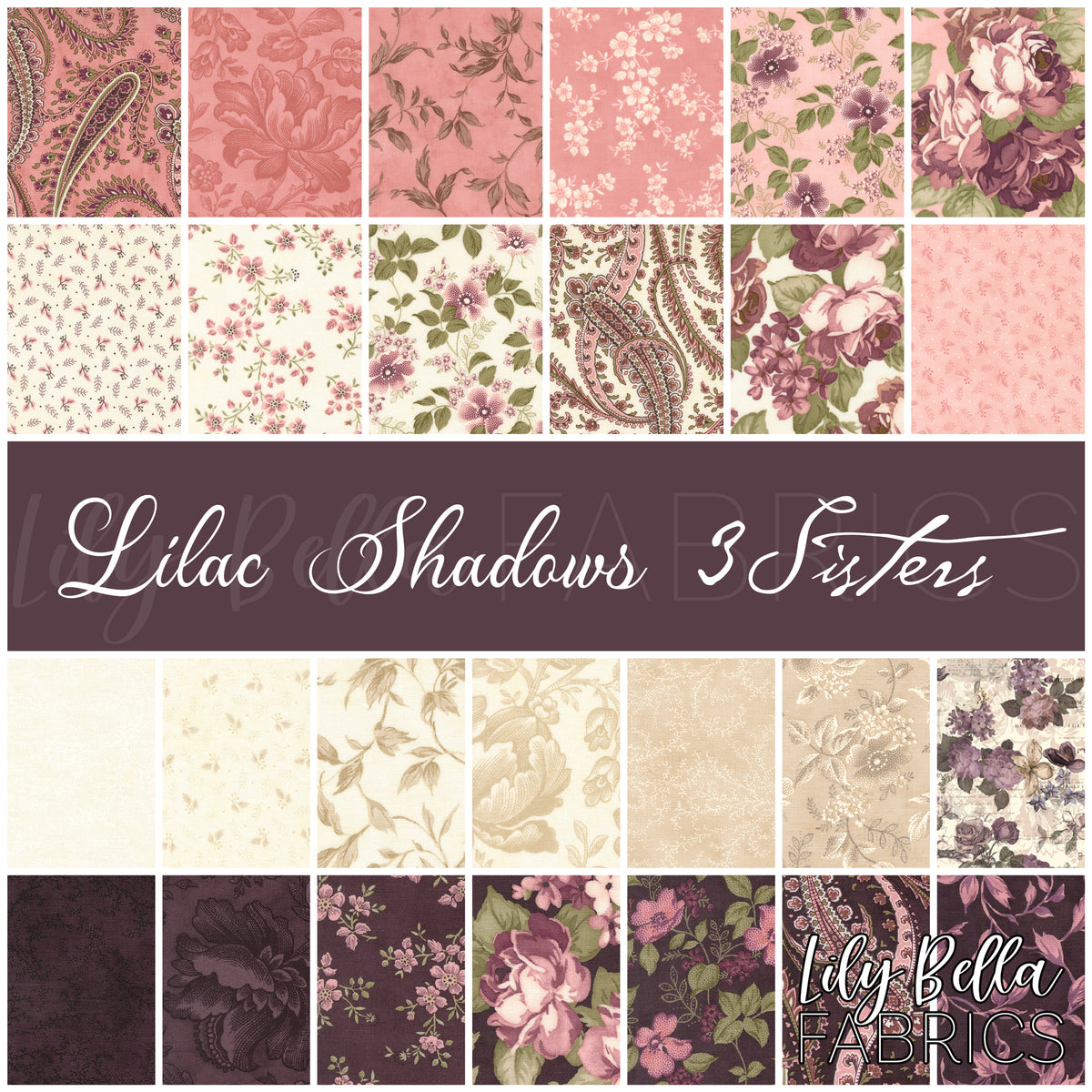 Lilac Shadows Fabric Collection by 3 Sisters for Moda at Lily Bella Fabrics