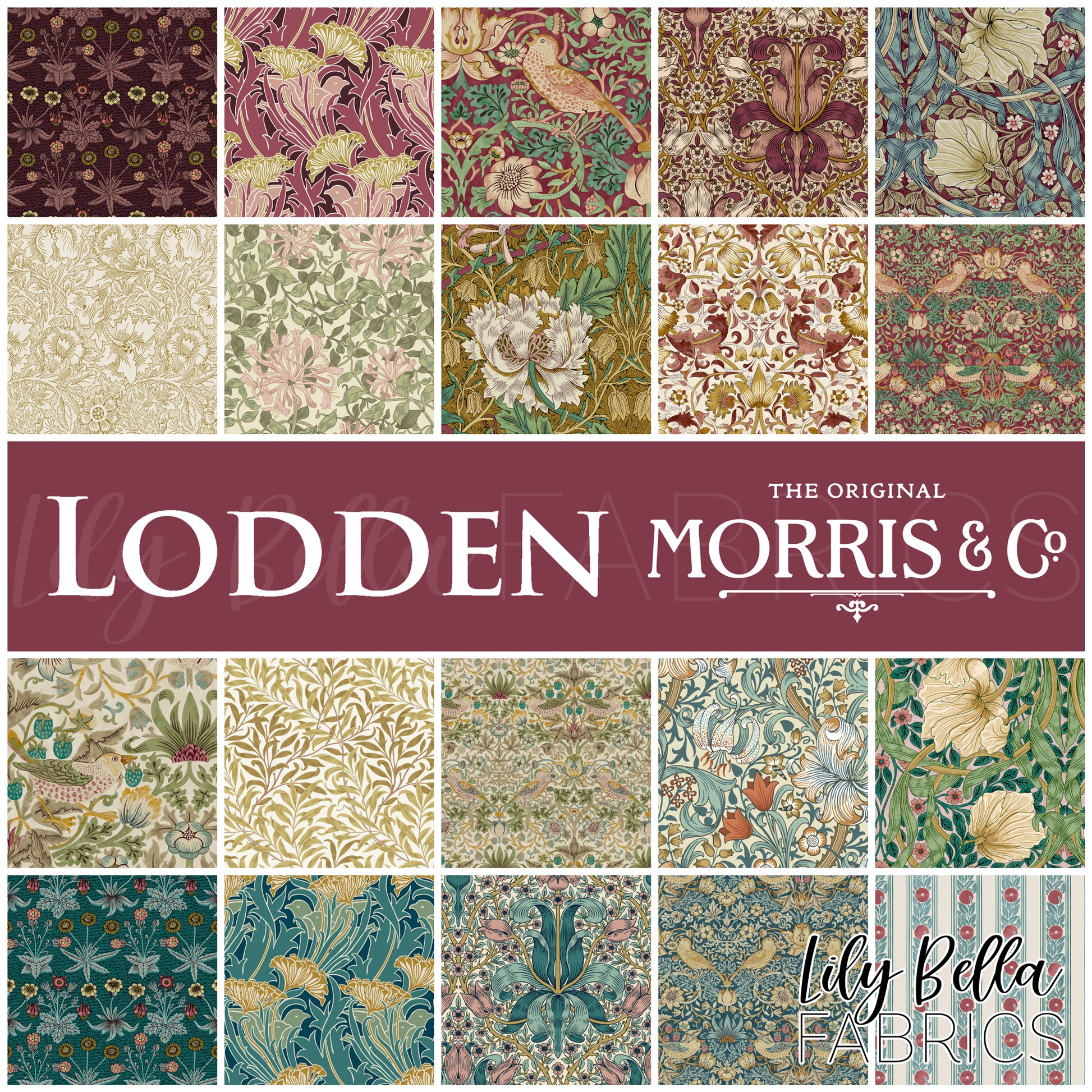 Lodden 10 Inch Charm Pack (42 pieces) by The Original Morris and Co. for FreeSpirit (FB610WM.LODDEN)