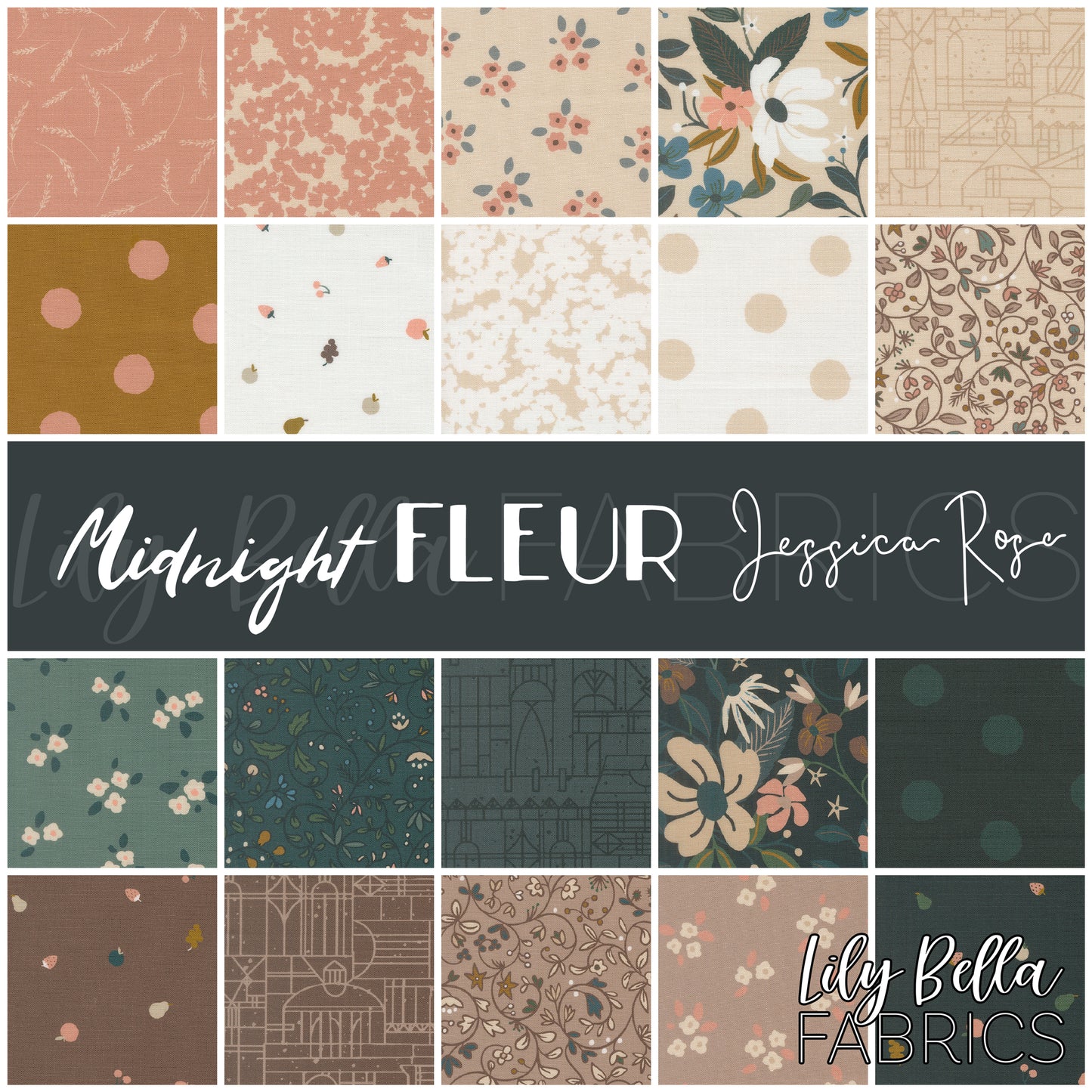 Midnight Fleur Fabric Collection by Jessica Rose for Moda at Lily Bella Fabrics