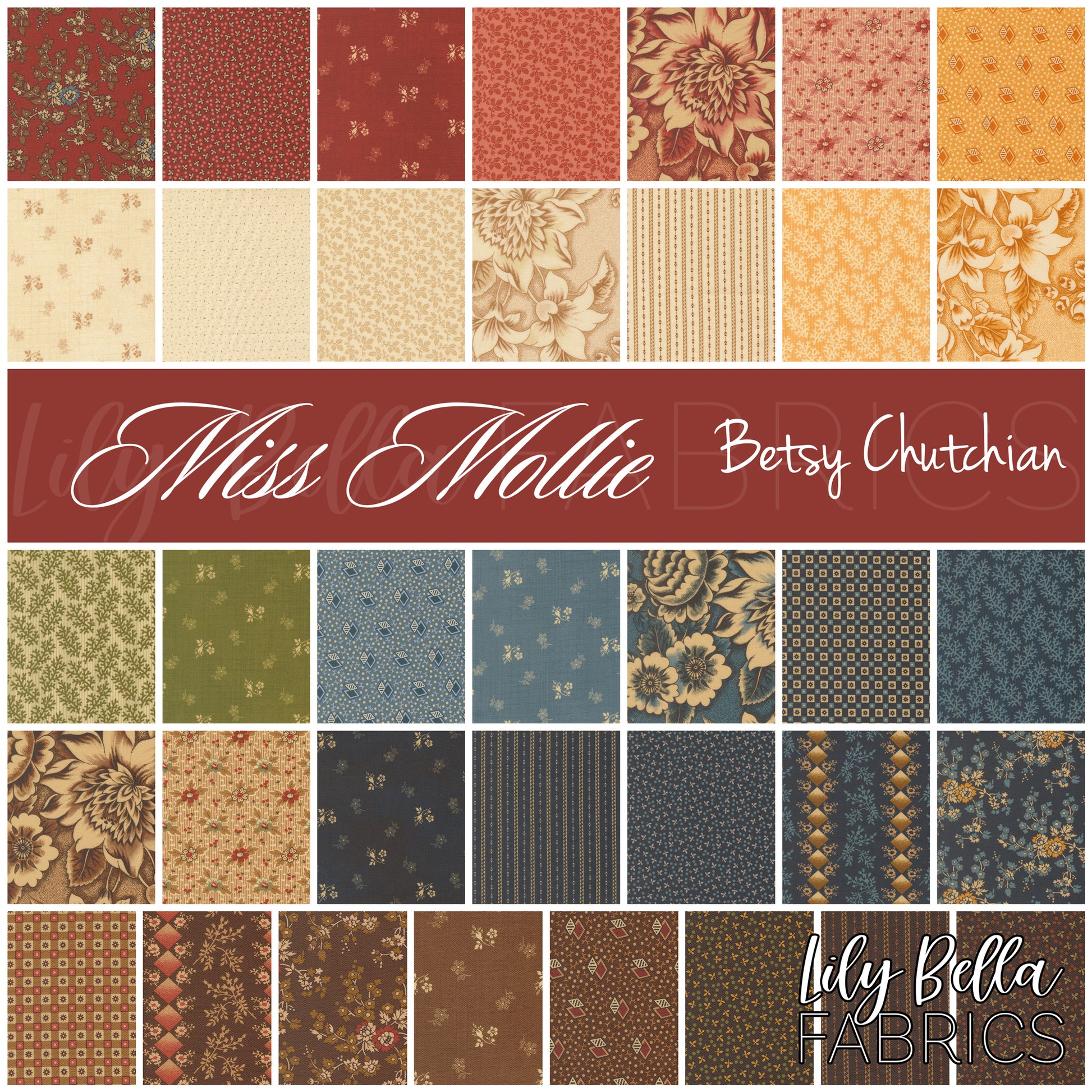 Miss Mollie Fabric Collection by Betsy Chutchian for Moda at Lily Bella Fabrics