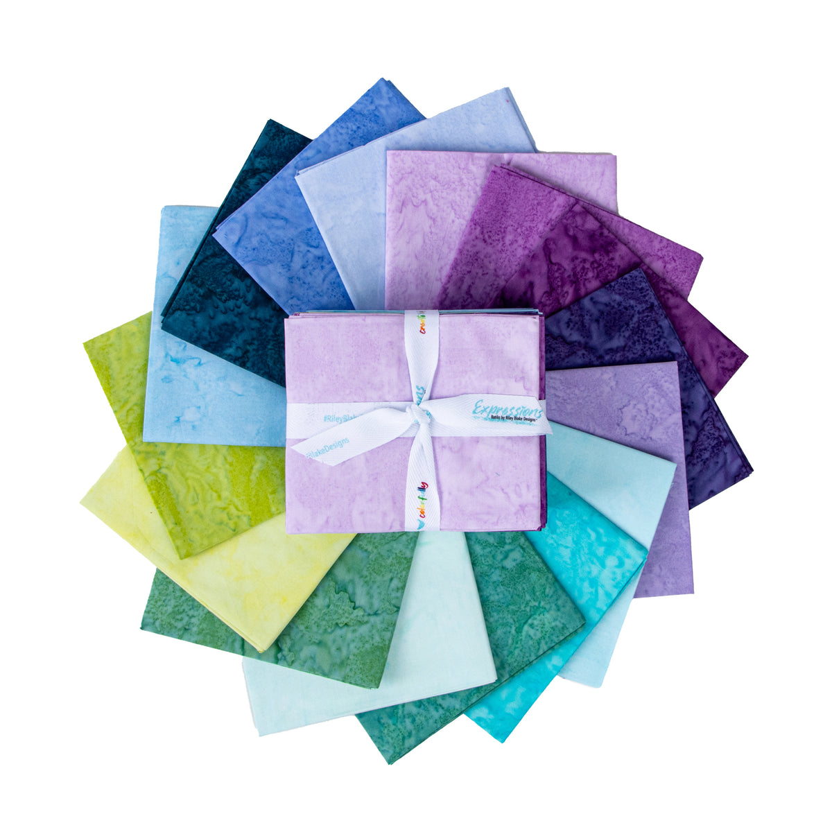 Misty Meadows Expressions Batiks Hand-Dyes Fat Quarter Bundle (16 pieces) by Riley Blake Designs (FQ-21005-16)