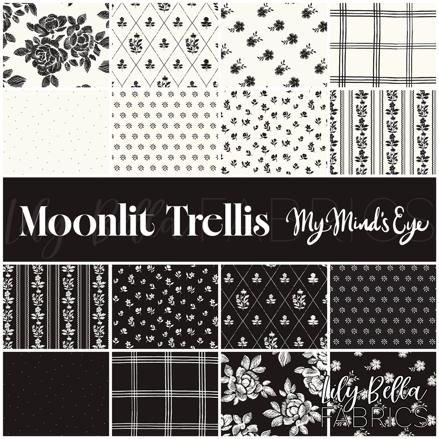 Moonlit Trellis Fabric Collection by My Mind's Eye for Riley Blake Designs at Lily Bella Fabrics