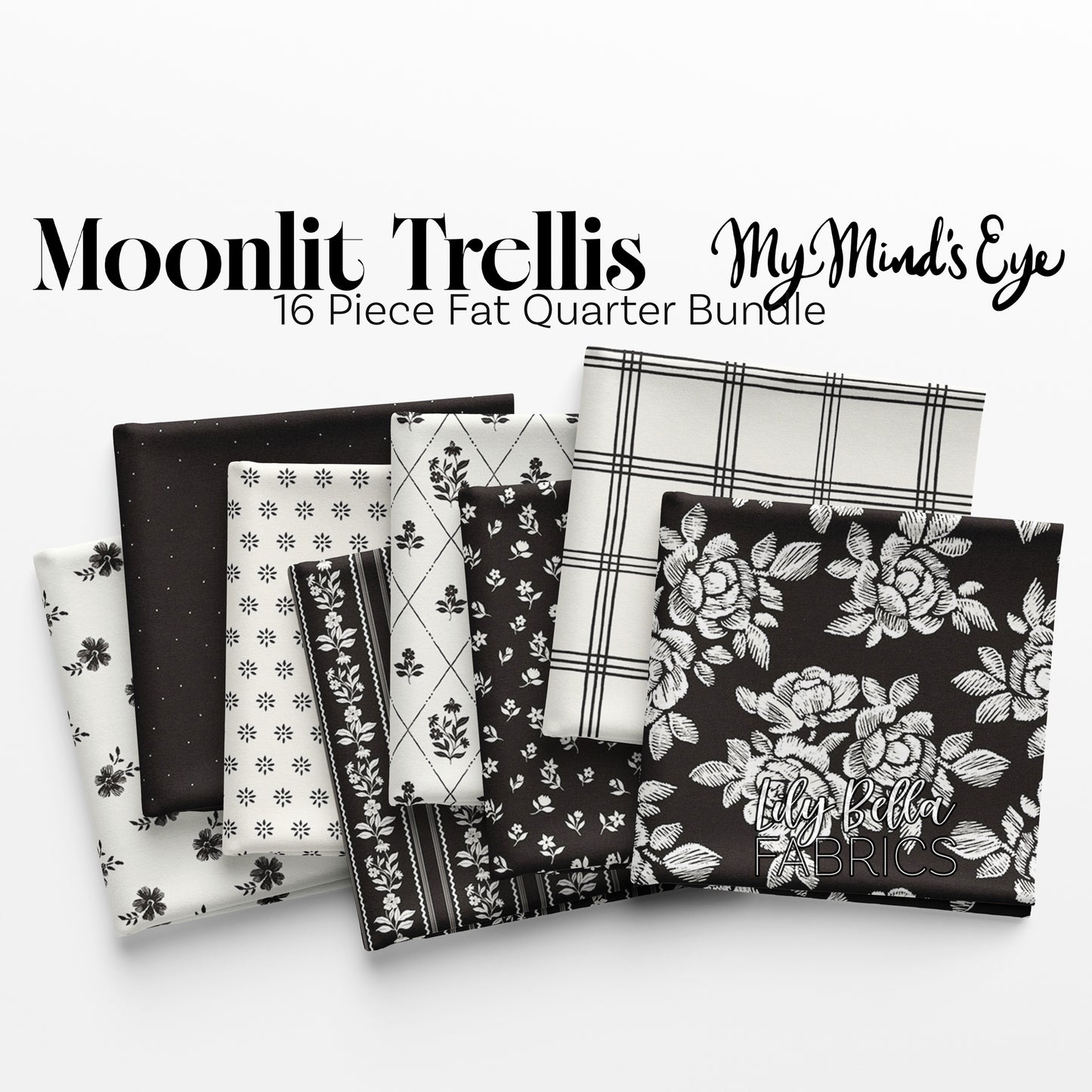 Moonlit Trellis Fat Quarter Bundle (16 pieces) by My Mind's Eye for Riley Blake Designs (FQ-18210-16)