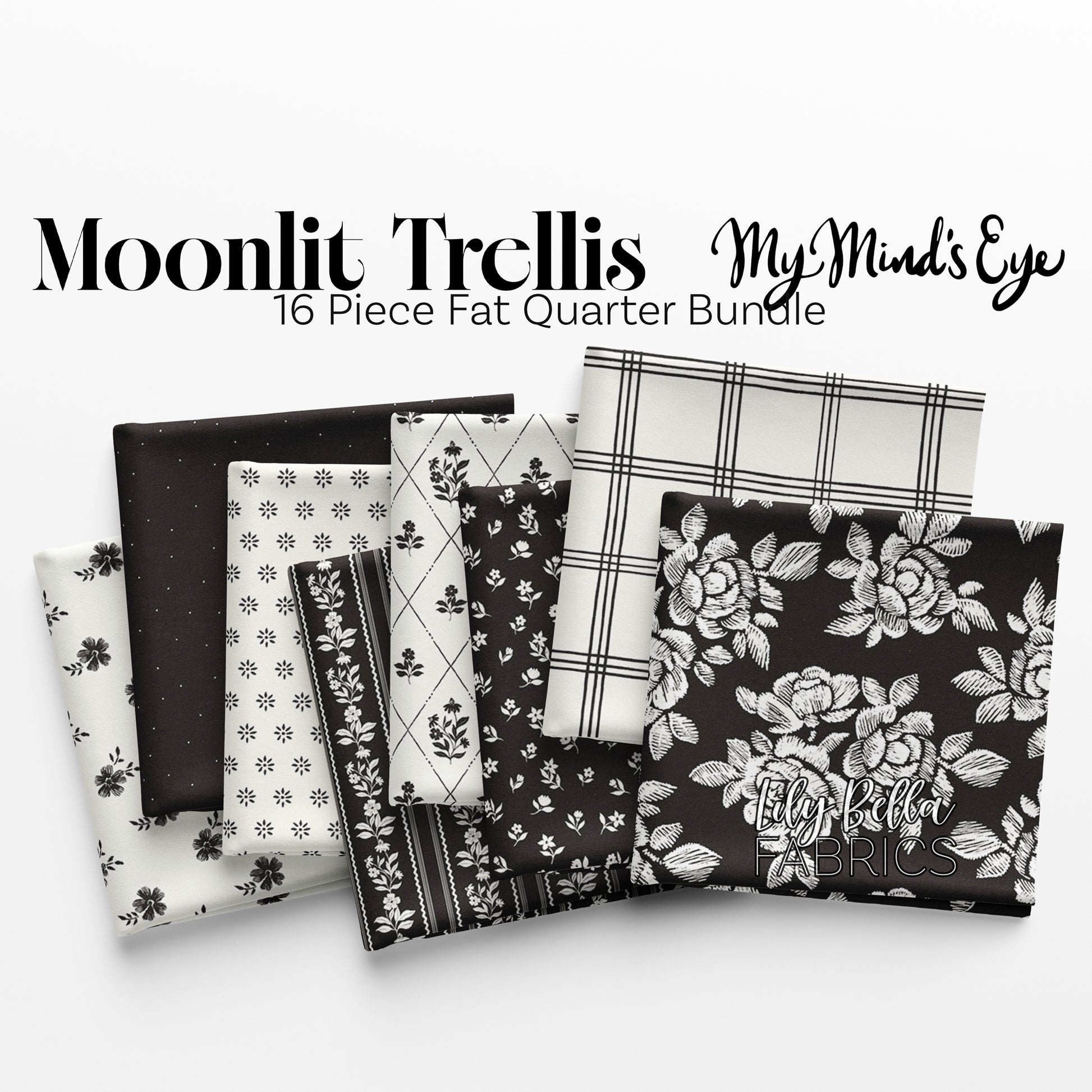 Moonlit Trellis Fat Quarter Bundle (16 pieces) by My Mind's Eye for Riley Blake Designs (FQ-18210-16)