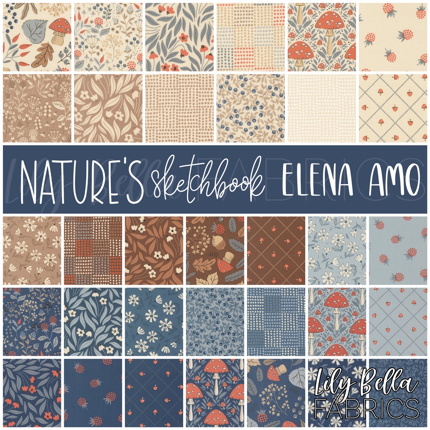 Nature's Sketchbook Fabric Collection by Elena Amo for Moda at Lily Bella Fabrics