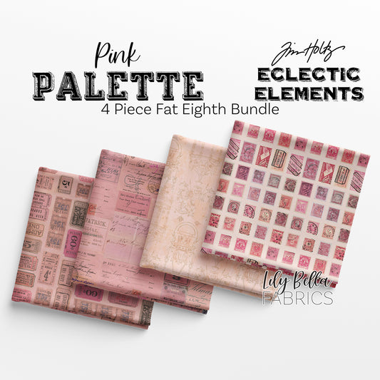 Eclectic Elements Palette: Pink Fat Eighth Bundle (4 pieces) by Tim Holtz for FreeSpirit Fabrics (TH.PALETTE.PINK.4FE)