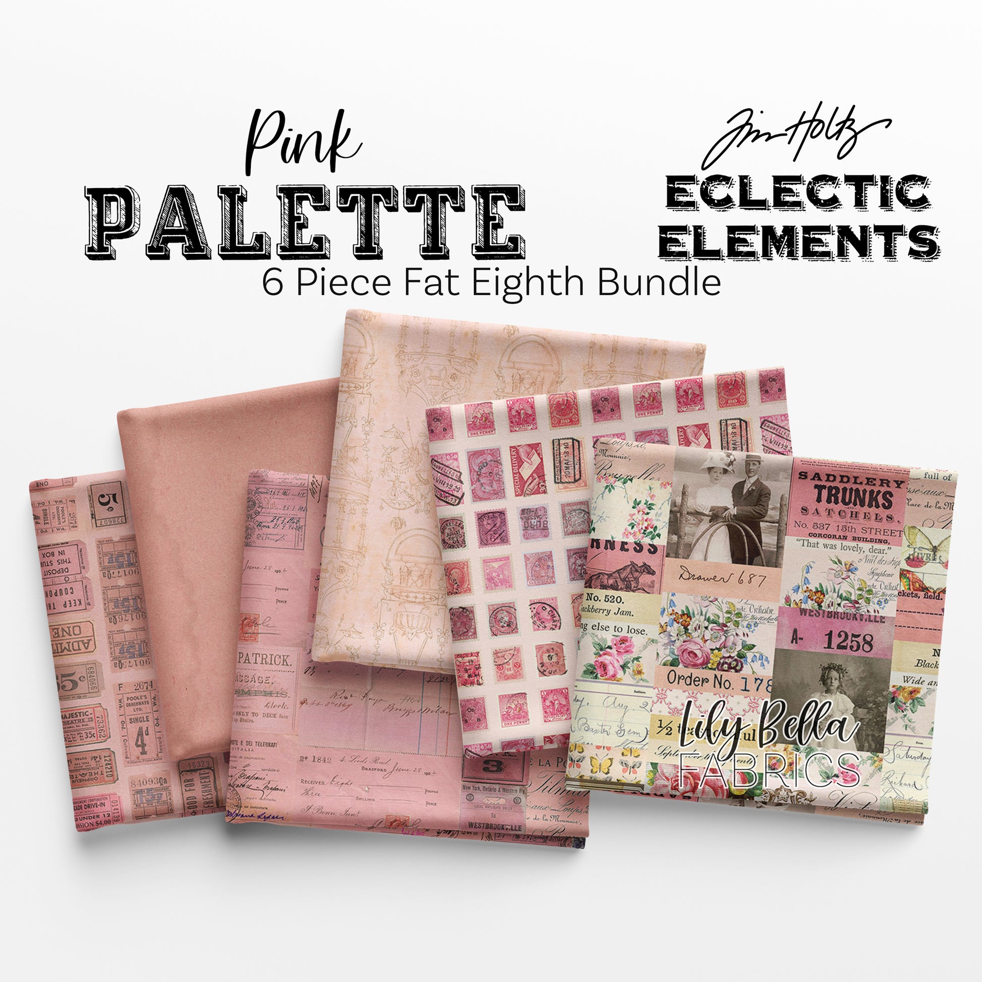 Eclectic Elements Palette: Pink Fat Eighth Bundle (6 pieces) by Tim Holtz for FreeSpirit Fabrics (TH.PALETTE.PINK.6FE)