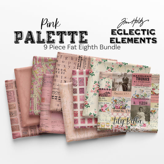 Eclectic Elements Palette: Pink Fat Eighth Bundle (9 pieces) by Tim Holtz for FreeSpirit Fabrics (TH.PALETTE.PINK.9FE)