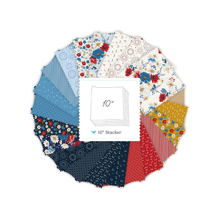 Patriotic Pride 10 Inch Stacker (42 pieces) by Sandy Gervais for Riley Blake Designs (10-18740-42)