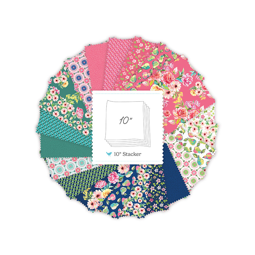 Peonies and Pears 10 Inch Stacker (42 pieces) by Lila Tueller for Riley Blake Designs (10-18760-42)