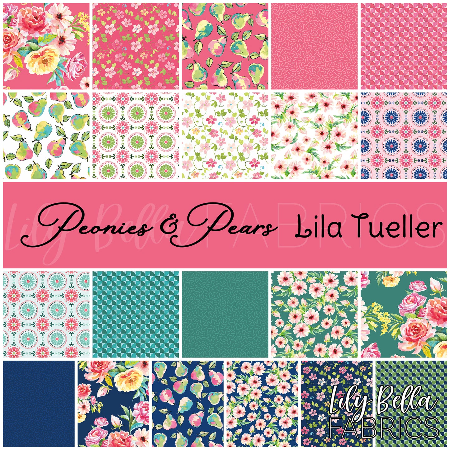 Peonies and Pears Fabric Collection by Lila Tueller for Riley Blake Designs at Lily Bella Fabrics