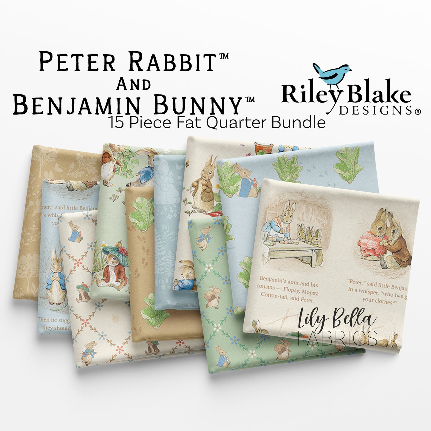 Peter Rabbit and Benjamin Bunny Fat Quarter Bundle (15 pieces) by  for Riley Blake Designs (FQ-17250-15)
