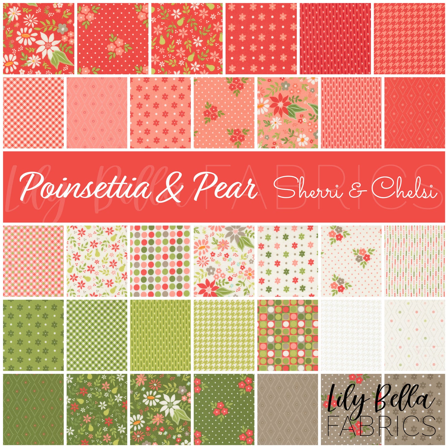 Poinsettia and Pear Fat Quarter Bundle (34 pieces) by Sherri and Chelsi for Moda (37710AB)