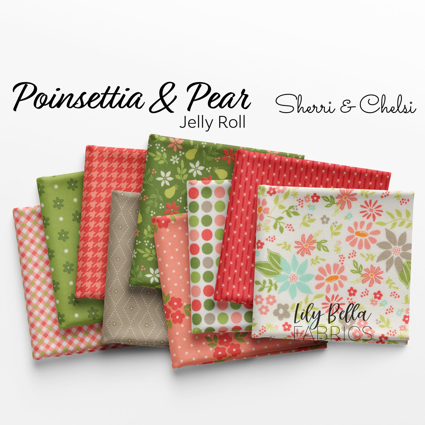 Poinsettia and Pear Jelly Roll (40 pieces) by Sherri and Chelsi for Moda (37710JR)